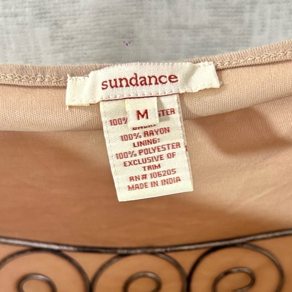 Sundance tan multi-color sequin scoop neck blouse size M - Picture 7 of 10